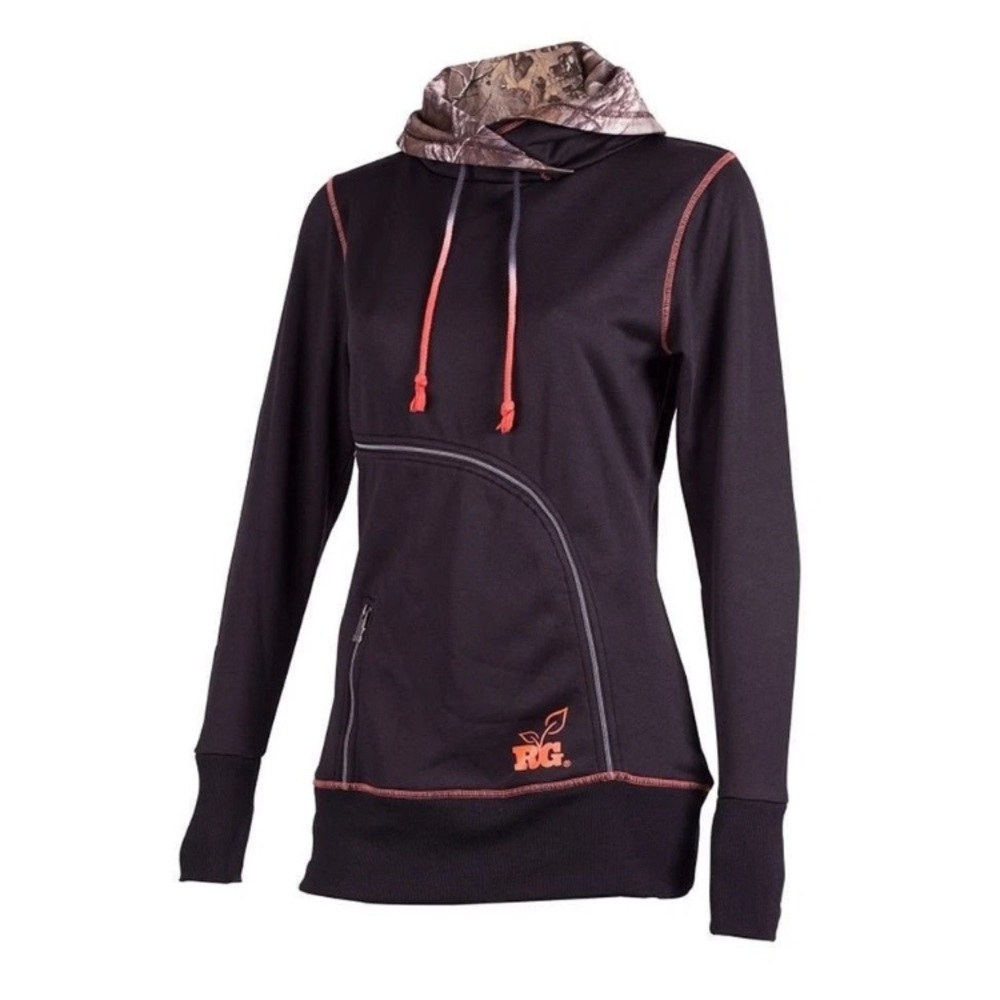 Women's Black Hoodie with Brown Accents